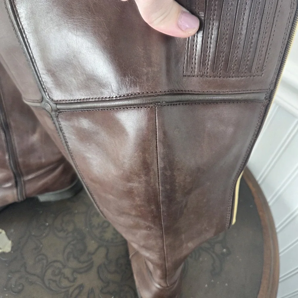 Bussola Trapani Tall Brown Leather Riding Boots Equestrian Knee High EU 38 US 7